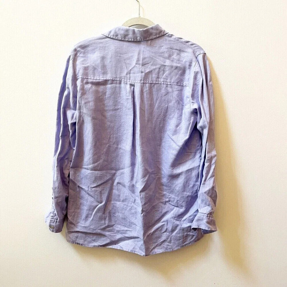 Vtg Chico’s Women’s Lilac Linen Top S 4 Long Sleeve Tunic Collared Blouse Purple - Picture 7 of 9